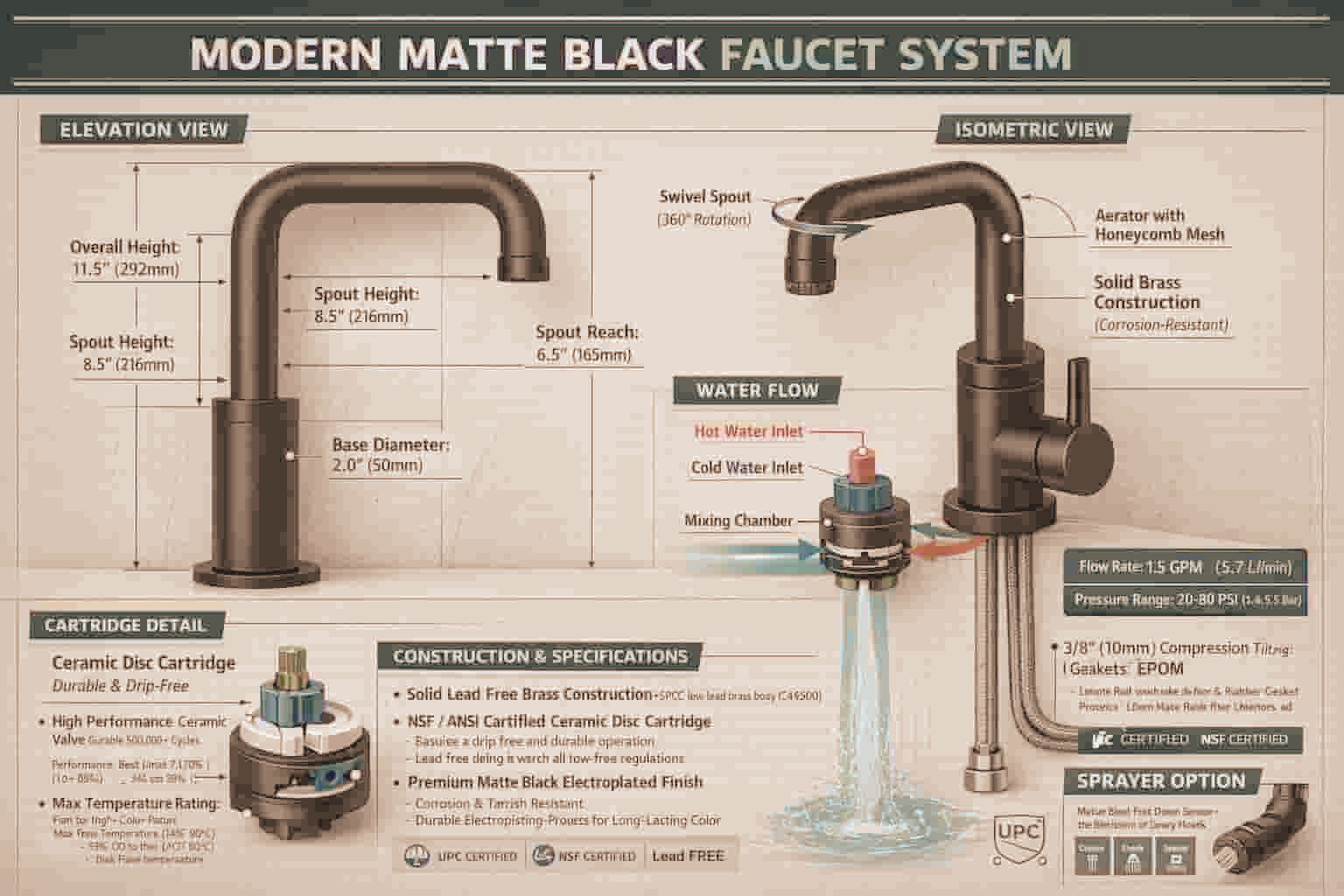 Handwashing station for hospital ICU staff with touchless faucets that flow in a straight line